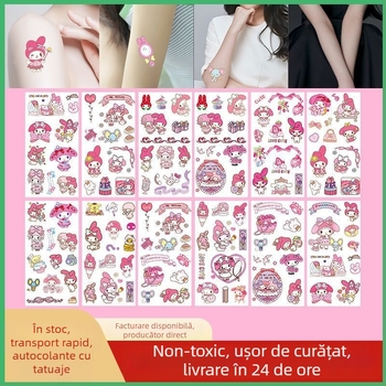 Stickere temporare de tatuaje rezistente la apă pentru copii, cu Kuromi, Capybara și Melody