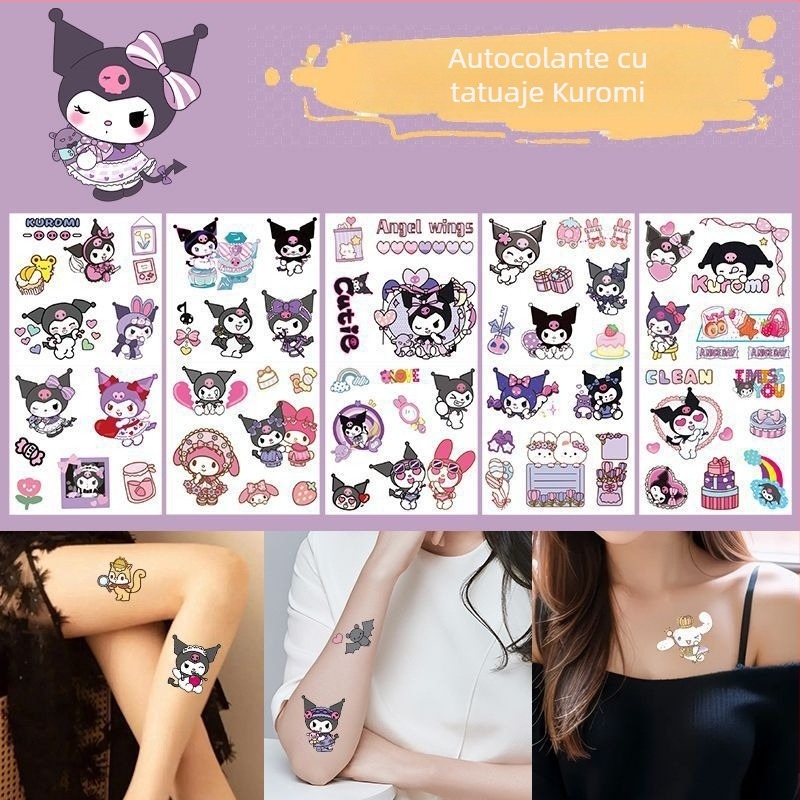 Stickere temporare de tatuaje rezistente la apă pentru copii, cu Kuromi, Capybara și Melody