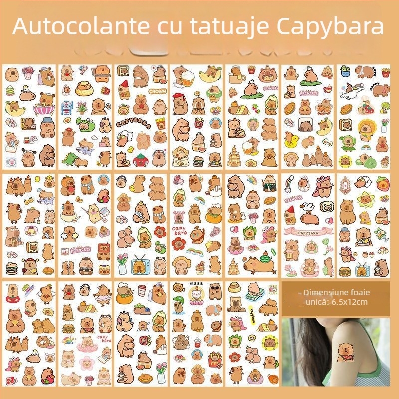 Stickere temporare de tatuaje rezistente la apă pentru copii, cu Kuromi, Capybara și Melody