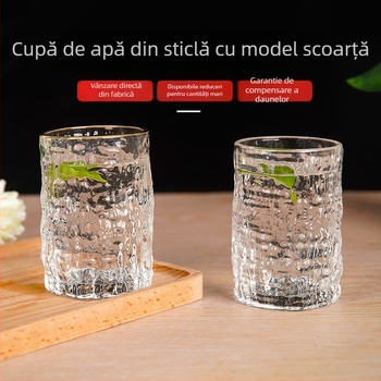 Pahar din sticlă cu model de scoarță și margine aurie, transparent, pentru apă sau vin, cadou de nuntă, utilizare casnică, cu un singur strat