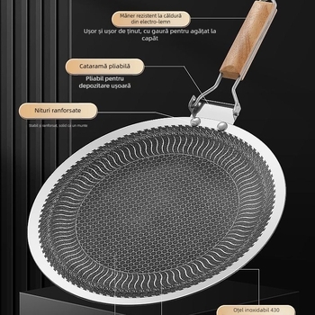 Tigaie-grill exterior în stil coreean pentru camping și uz casnic, oțel inoxidabil 304, utilizare duală pentru plita cu inducție