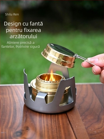 Aragaz portabil cu alcool lichid, cu suport pentru camping, picnic, ciclism, grătar, pescuit și fierberea apei