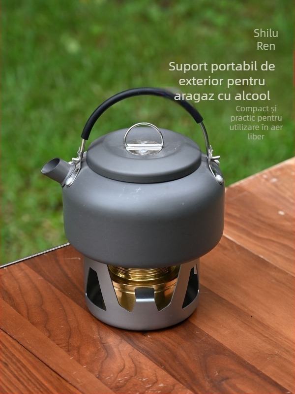 Aragaz portabil cu alcool lichid, cu suport pentru camping, picnic, ciclism, grătar, pescuit și fierberea apei