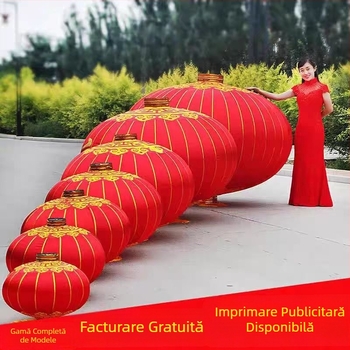 Felinar roșu exterior impermeabil, cu cadru din fier și material satin, potrivit pentru inaugurări, deschideri și nunți; felinare de palat pentru ocazii festive