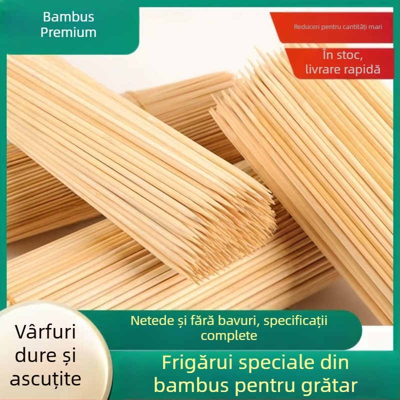 Bețișoare din bambus de înaltă calitate, pentru grătar, uz casnic și comercial, ideale pentru frigărui prăjite