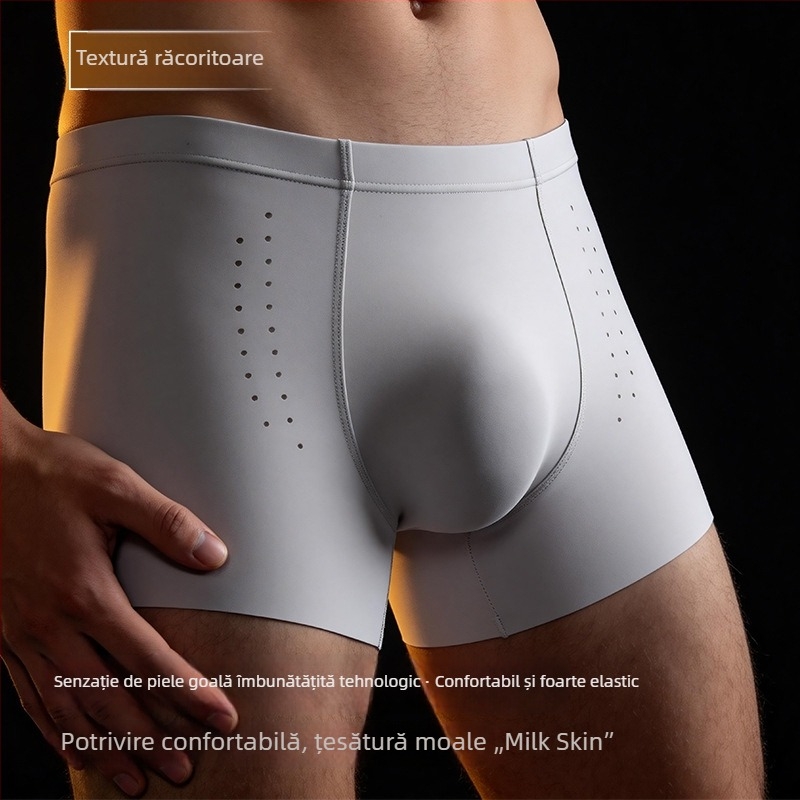 Boxeri bărbați Ice Silk cu nylon, panouri din plasă, confort zilnic