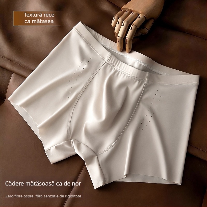 Boxeri bărbați Ice Silk cu nylon, panouri din plasă, confort zilnic