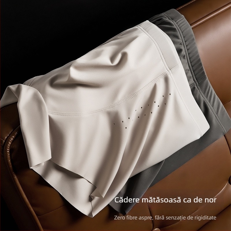 Boxeri bărbați Ice Silk cu nylon, panouri din plasă, confort zilnic