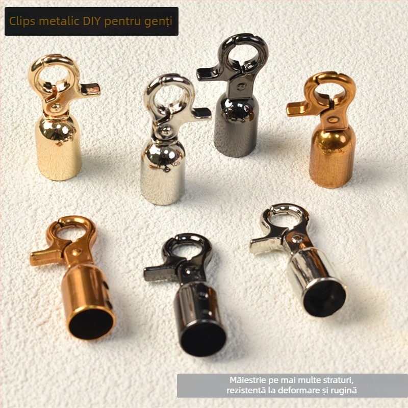 Clopot auriu deschis cu mâner rotativ, cârlig și lanț cu ciucuri – ornament suspendat DIY pentru geantă