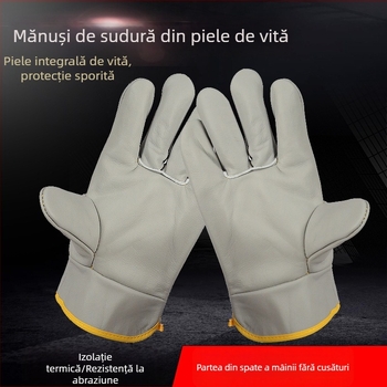 Mănuși scurte de sudură din piele, construcție din piele integrală, rezistente la uzură și izolație termică, mănuși de protecție pentru sudură.