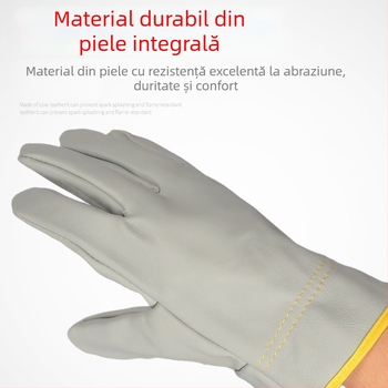Mănuși scurte de sudură din piele, construcție din piele integrală, rezistente la uzură și izolație termică, mănuși de protecție pentru sudură.