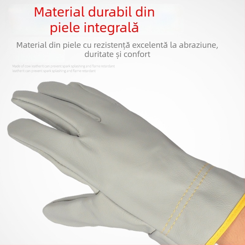 Mănuși scurte de sudură din piele, construcție din piele integrală, rezistente la uzură și izolație termică, mănuși de protecție pentru sudură.