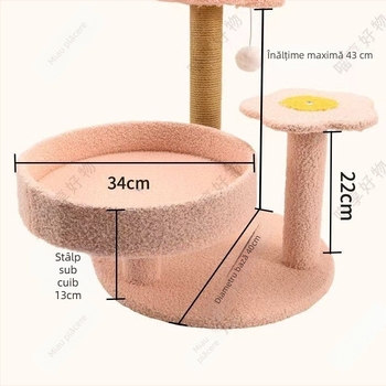 Cadru compact de cățărare pentru pisici, all-in-one, cu plăcuță pentru zgâriet și casă de pisici, frânghie de cânepă durabilă pentru zgâriet, pentru toate anotimpurile
