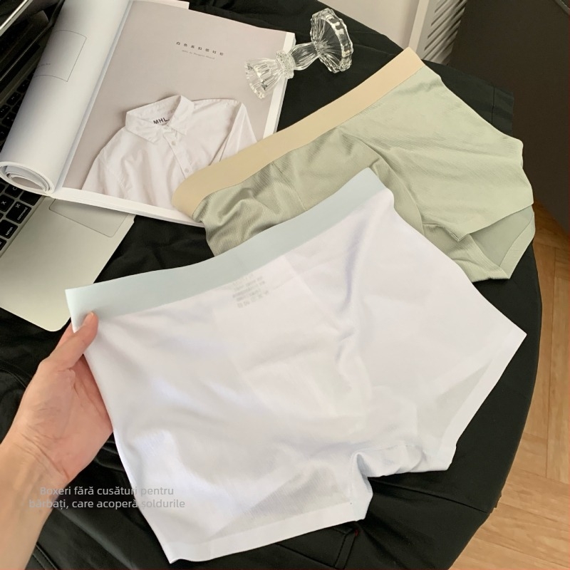 Boxer briefs pentru bărbați, talie medie, color-block, zonă antibacteriană, nylon respirabil.