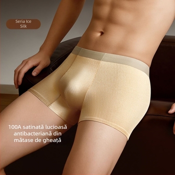 Boxeri pentru bărbați din nailon, satin Ice Silk lucios, respirabili, antibacterieni, talie medie