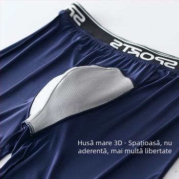 Boxeri bărbați Ice Silk talie înaltă, picioare lungi, anti frecare, respirabili, vară, mărime mare