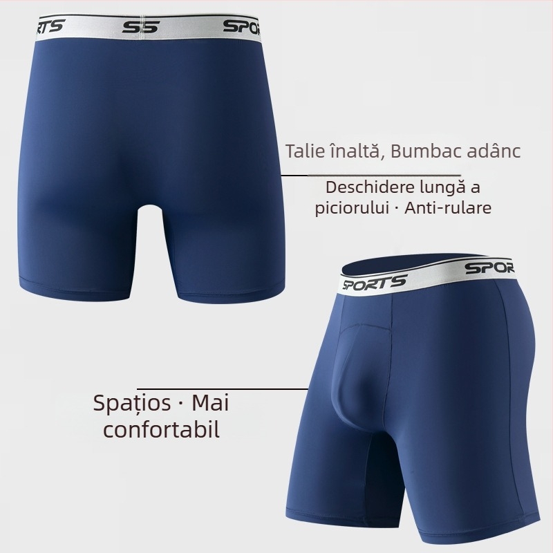 Boxeri bărbați Ice Silk talie înaltă, picioare lungi, anti frecare, respirabili, vară, mărime mare