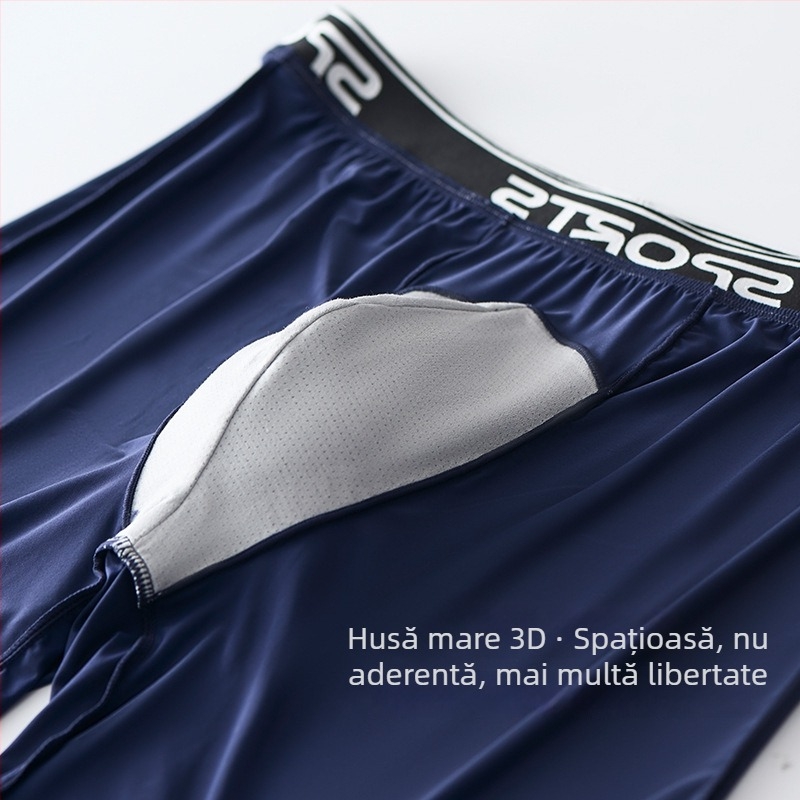 Boxeri bărbați Ice Silk talie înaltă, picioare lungi, anti frecare, respirabili, vară, mărime mare
