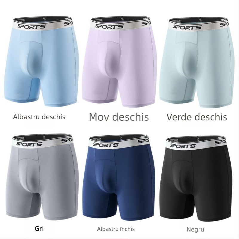 Boxeri bărbați Ice Silk talie înaltă, picioare lungi, anti frecare, respirabili, vară, mărime mare