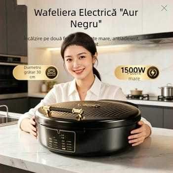 Tigaie electrică pentru clătite, adâncită și mărită, încălzire pe ambele părți, antiaderent, aparat multifuncțional pentru clătite și crepe