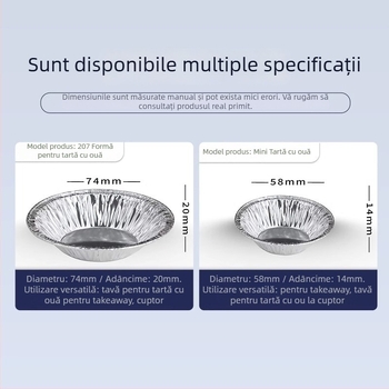 Forme de tartă cu ou din folie de aluminiu, unică folosință, rotunde, set 100 bucăți, pentru cuptor