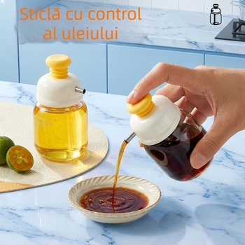 Sticluță dozator cu control al fluxului pentru ulei și oțet, bucătărie, sticlă pentru sosuri și condimente