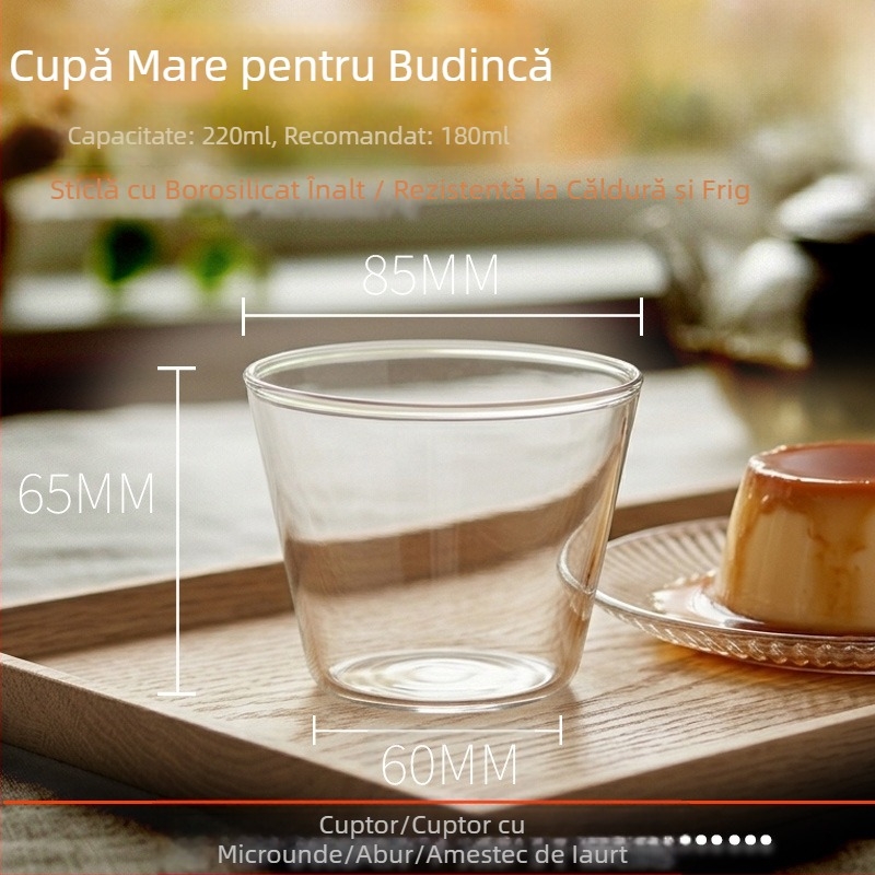 Cupe budincă din sticlă borosilicat, stil japonez, rezistentă la temperaturi, potrivită pentru cuptor, formă pentru budincă caramel.