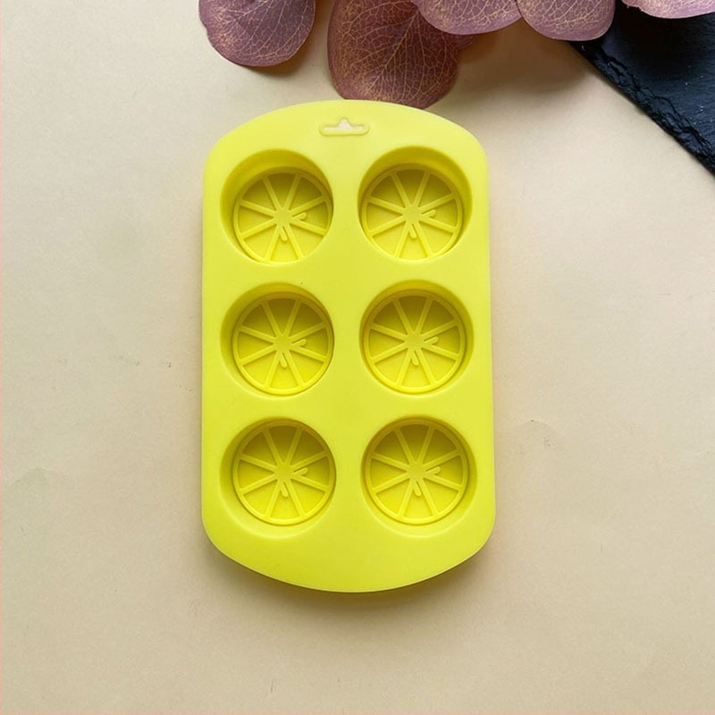 Set de 6 forme din silicon circulare cu motif de lămâie pentru cofetărie DIY – prăjituri, mousse și budincă