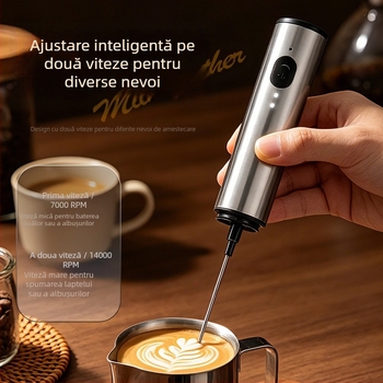 Bătător electric din oțel inoxidabil, mixer portabil pentru cafea acasă, amestecare și coacere