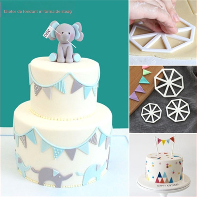 Formă triunghiulară pentru mini drapel – matriță pentru embossing și tăiere, cutter DIY pentru biscuiți, decorare prăjituri
