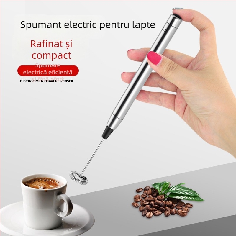 Mixer compact de mână pentru ouă și spumă de lapte, alimentat cu baterie