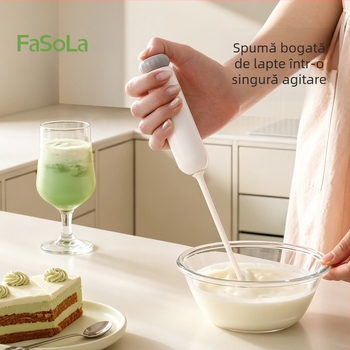 FaSoLa Spumator electric de lapte pentru uz casnic, tel de mână fără fir pentru cafea și lapte pudră