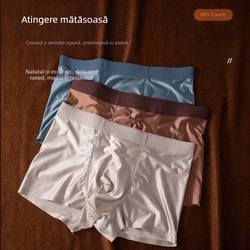 Boxer briefs bărbați din satin de gheață, respirabil, antibacterian, fără cusături