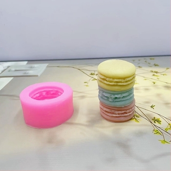 Formă din silicon 3D în formă de macarons, pentru săpun, fondant, prăjituri, lumânări aromatice și ciocolată, roz