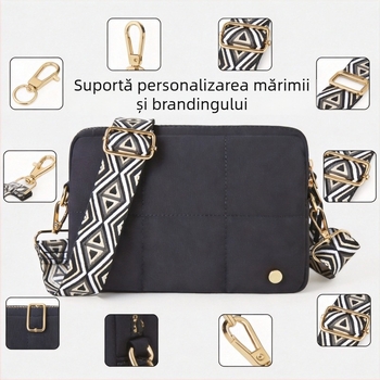 Prosperity Geantă crossbody în stil occidental, mărime medie, material textil, multe compartimente, închidere cu fermoar, buzunar pentru telefon și cameră, buzunar intern, primăvara 2026