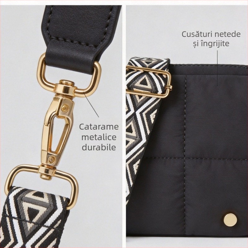 Prosperity Geantă crossbody în stil occidental, mărime medie, material textil, multe compartimente, închidere cu fermoar, buzunar pentru telefon și cameră, buzunar intern, primăvara 2026