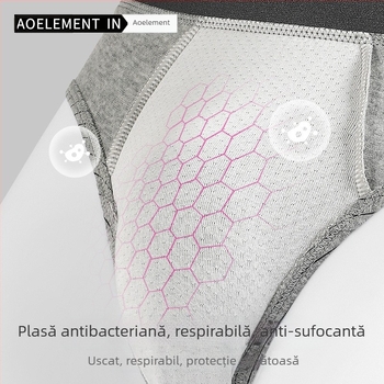 Chiloți bărbați din bumbac antibacterian, design în dungi, talie medie, lenjerie sport ușoară pentru vară