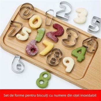 Forme din oțel inoxidabil pentru biscuiți cu numere, forme de mână cu temă desen animat pentru chifle la abur, forme DIY pentru fondant și tăierea tortului