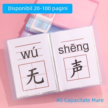 Kangbai dosar de date A5, 100 de pagini, îngroșat, inserții transparente cu mai multe straturi, dosar A4 pentru foi, 32K