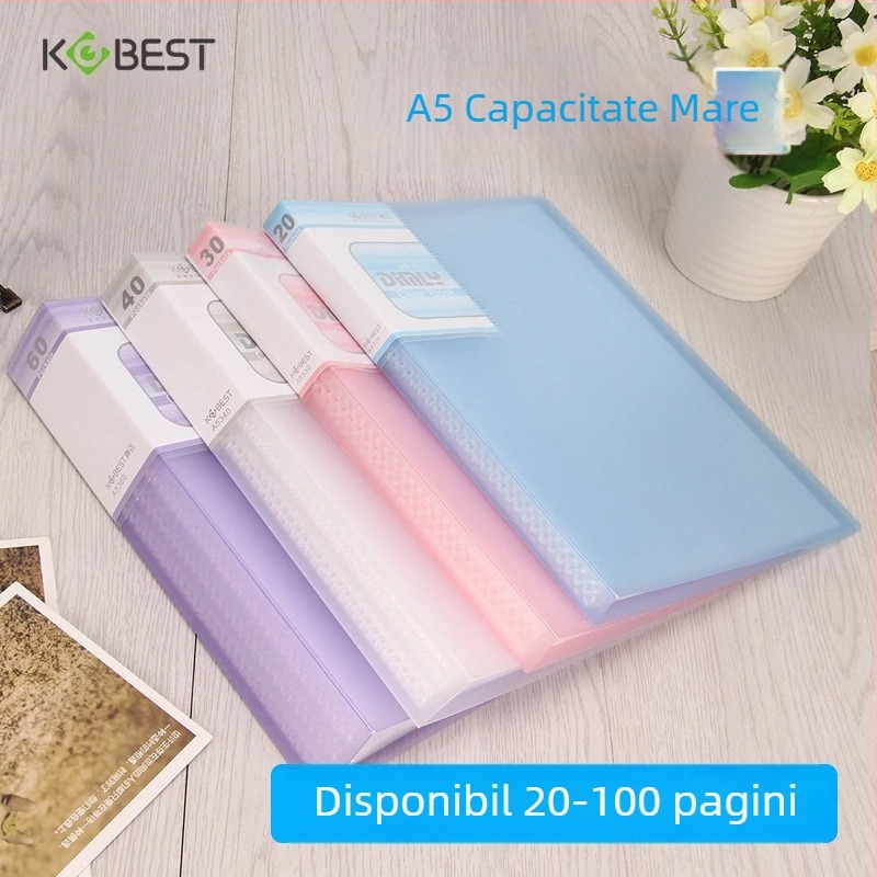 Kangbai dosar de date A5, 100 de pagini, îngroșat, inserții transparente cu mai multe straturi, dosar A4 pentru foi, 32K