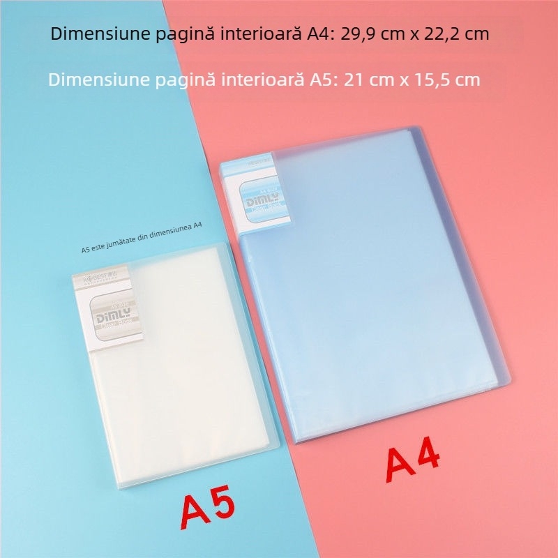Kangbai dosar de date A5, 100 de pagini, îngroșat, inserții transparente cu mai multe straturi, dosar A4 pentru foi, 32K