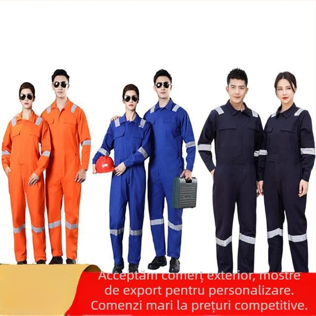 Combinezon bărbați din bumbac-poliester, îmbrăcăminte de protecție pentru fabrică, costum într-o singură piesă