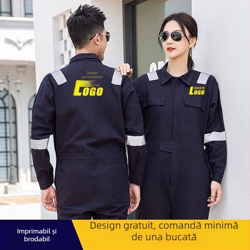 Combinezon bărbați din bumbac-poliester, îmbrăcăminte de protecție pentru fabrică, costum într-o singură piesă