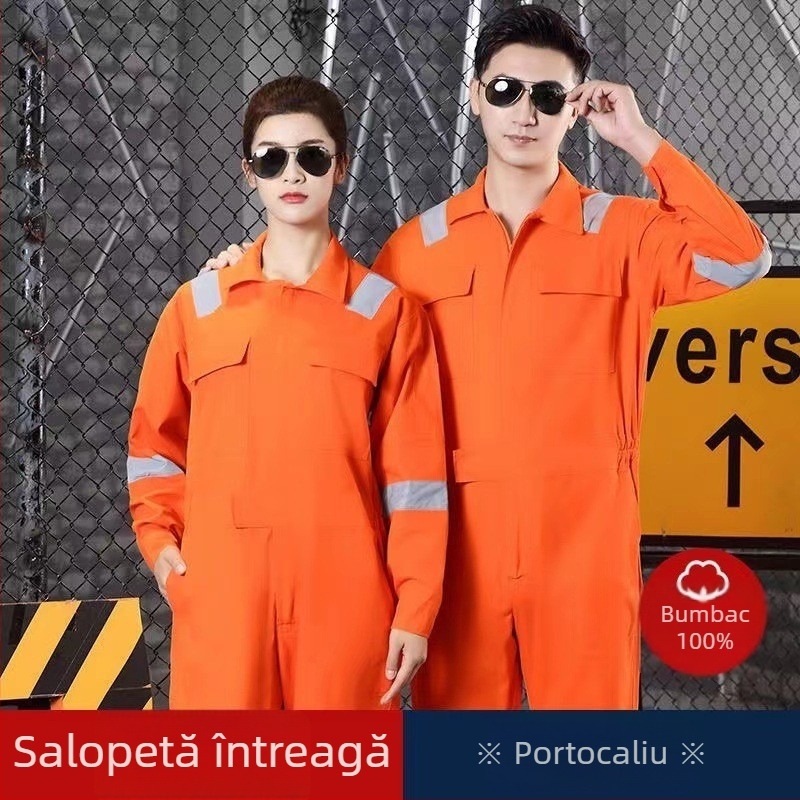 Combinezon bărbați din bumbac-poliester, îmbrăcăminte de protecție pentru fabrică, costum într-o singură piesă
