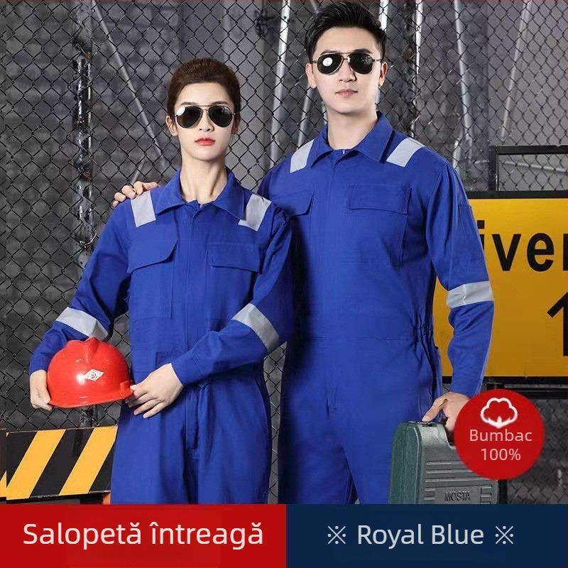 Combinezon bărbați din bumbac-poliester, îmbrăcăminte de protecție pentru fabrică, costum într-o singură piesă
