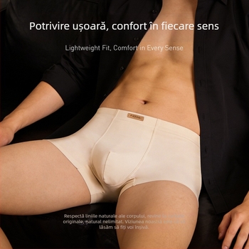 Boxeri bărbați fără cusături, din ice silk, pentru primăvară-vară, confortabili și respirabili, design ușor luxos