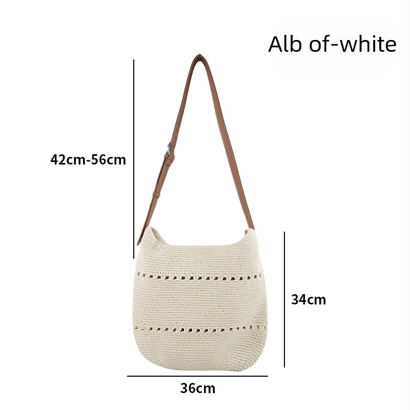 Geantă minimalistă împletită din sfoară de bumbac, crossbody pentru deplasări zilnice, geantă de plajă artistică pentru femei
