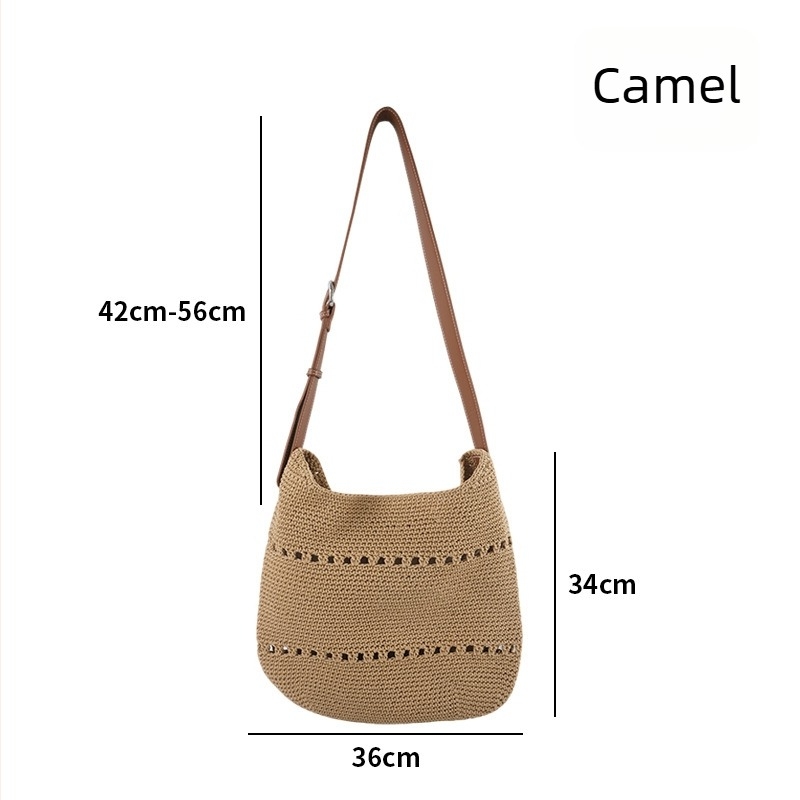 Geantă minimalistă împletită din sfoară de bumbac, crossbody pentru deplasări zilnice, geantă de plajă artistică pentru femei