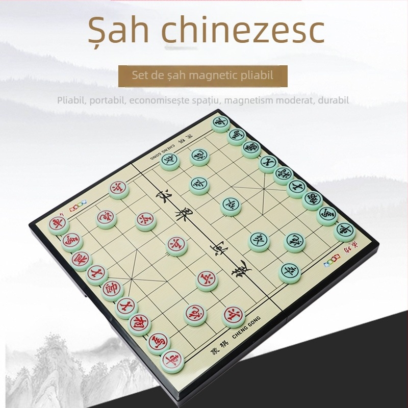 Tabelă magnetică pliabilă pentru Go, șah chinezesc și checkers, portabilă – joc educativ de masă pentru copii