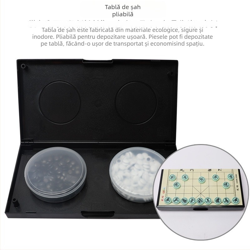 Tabelă magnetică pliabilă pentru Go, șah chinezesc și checkers, portabilă – joc educativ de masă pentru copii